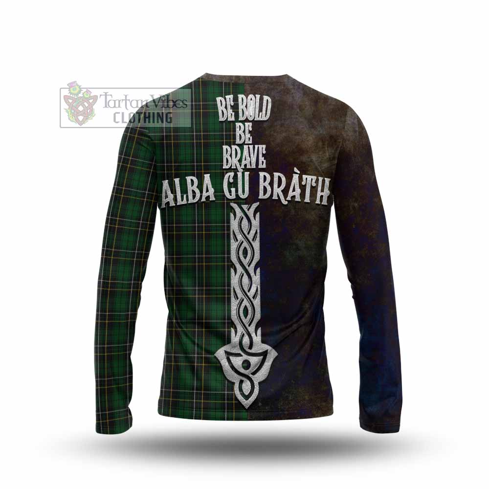 Tartan Vibes Clothing MacAlpine (MacAlpin) Tartan Family Crest Long Sleeve T-Shirt Alba Gu Brath Be Brave Lion Ancient Style