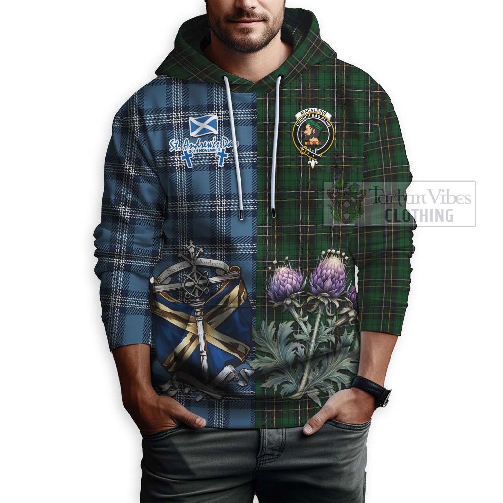 Tartan Vibes Clothing MacAlpine (MacAlpin) Tartan Hoodie Happy St. Andrew's Day Half Tartan Style