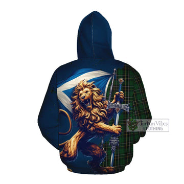 Tartan Vibes Clothing MacAlpine (MacAlpin) Tartan Family Crest Cotton Hoodie with Scottish Majestic Lion