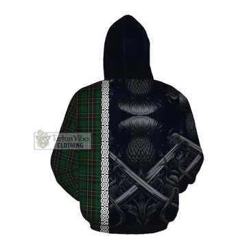 MacAlpine (MacAlpin) Tartan Cotton Hoodie with Family Crest Cross Sword Thistle Celtic Vibes Pullover Hoodie - Tartan Vibes Clothing