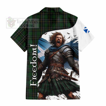 Tartan Vibes Clothing MacAlpine (MacAlpin) Crest Tartan Short Sleeve Button Shirt Inspired by the Freedom of Scottish Warrior