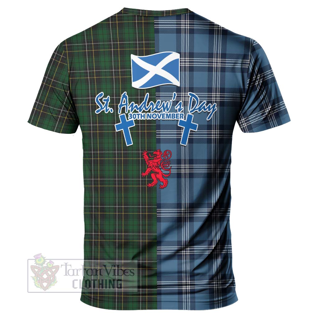 Tartan Vibes Clothing MacAlpine (MacAlpin) Tartan T-Shirt Happy St. Andrew's Day Half Tartan Style