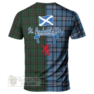 Tartan Vibes Clothing MacAlpine (MacAlpin) Tartan T-Shirt Happy St. Andrew's Day Half Tartan Style