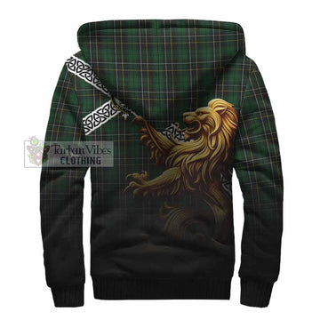 Tartan Vibes Clothing MacAlpine (MacAlpin) Crest Tartan Sherpa Hoodie with Golden Lion Emblem Celtic Style