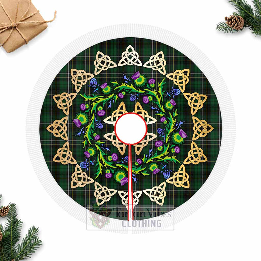 Tartan Vibes Clothing MacAlpine (MacAlpin) Tartan Christmas Tree Skirt with Thistle Celtic Knot Style