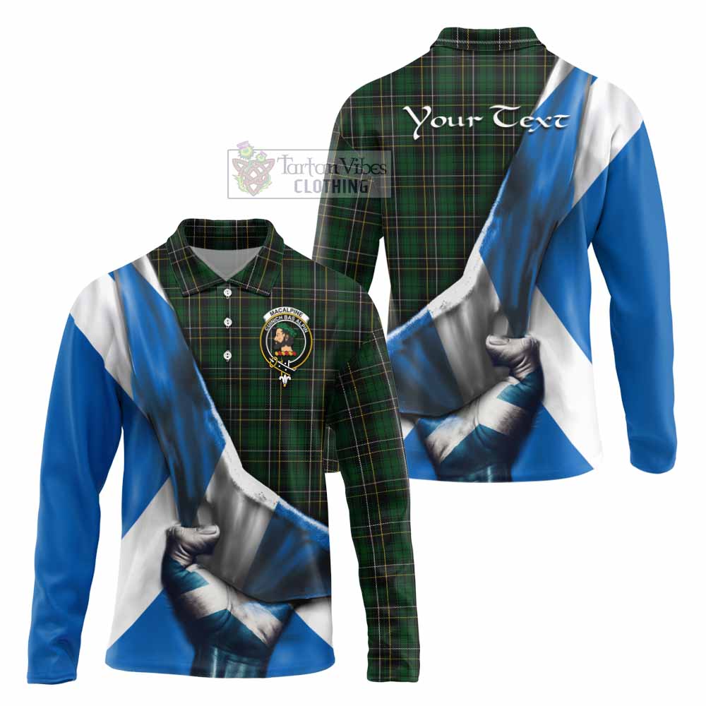 Tartan Vibes Clothing MacAlpine (MacAlpin) Tartan Long Sleeve Polo Shirt with Family Crest Scotland Patriotic Style