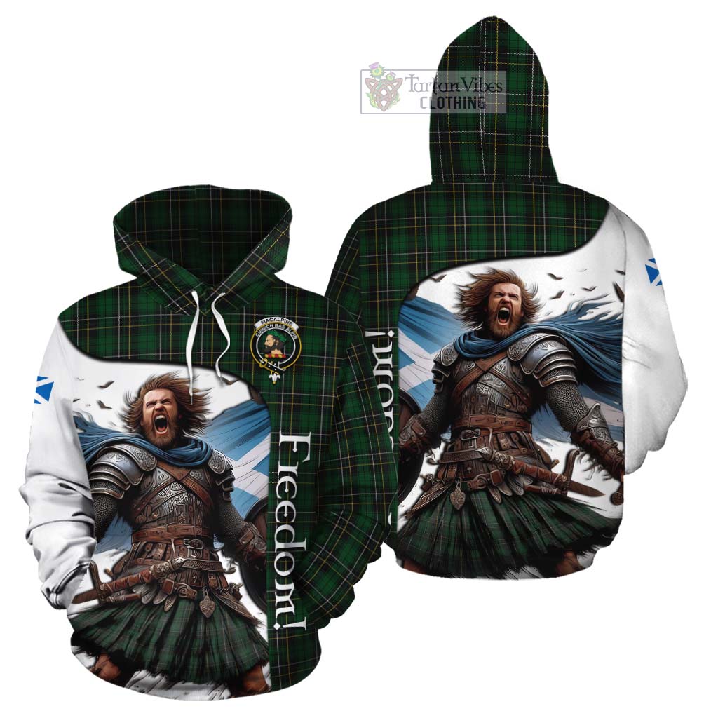 Tartan Vibes Clothing MacAlpine (MacAlpin) Crest Tartan Cotton Hoodie Inspired by the Freedom of Scottish Warrior