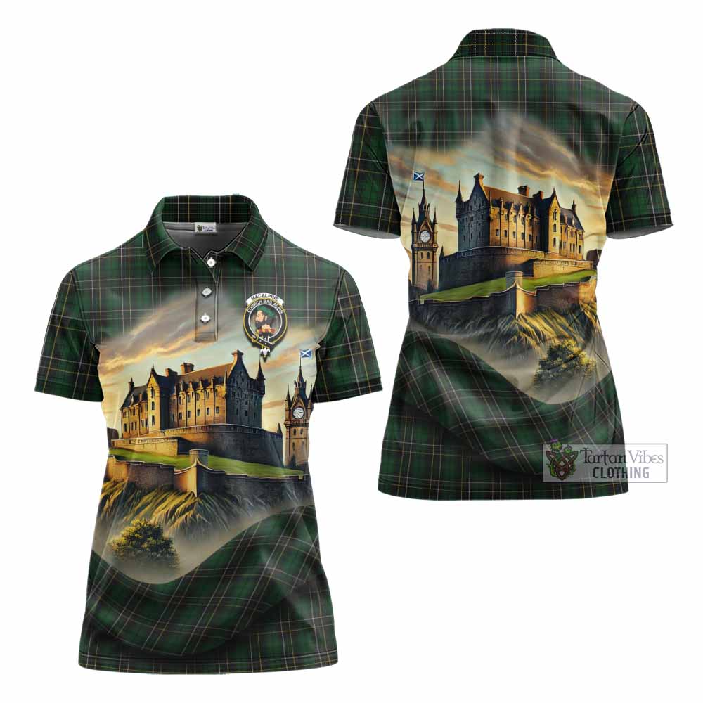 Tartan Vibes Clothing MacAlpine (MacAlpin) Tartan Family Crest Women's Polo Shirt with Scottish Ancient Castle Stype