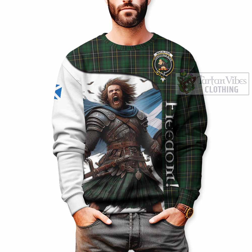 Tartan Vibes Clothing MacAlpine (MacAlpin) Crest Tartan Sweatshirt Inspired by the Freedom of Scottish Warrior