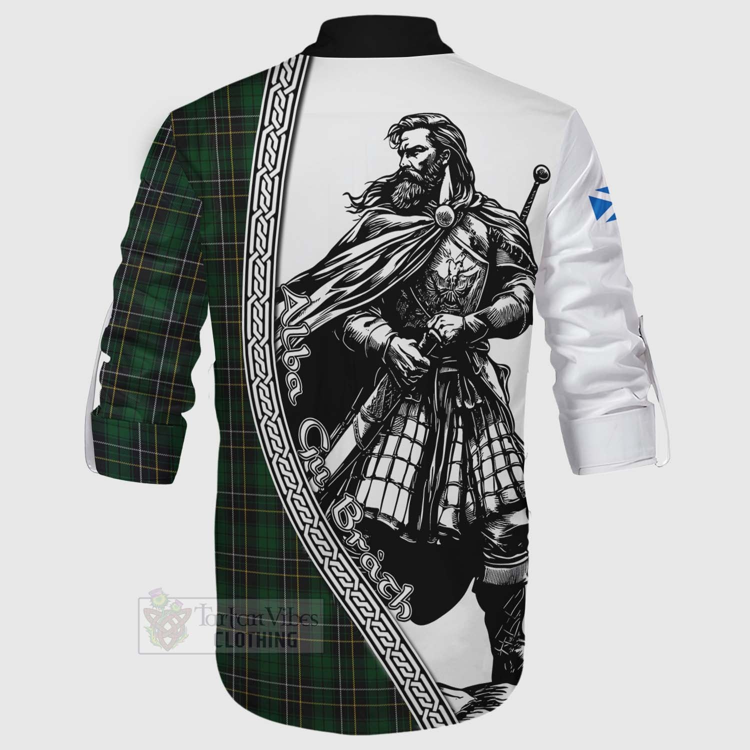 MacAlpine (MacAlpin) Tartan Clan Crest Ghillie Kilt Shirt with Highlander Warrior Celtic Style - Tartan Vibes Clothing