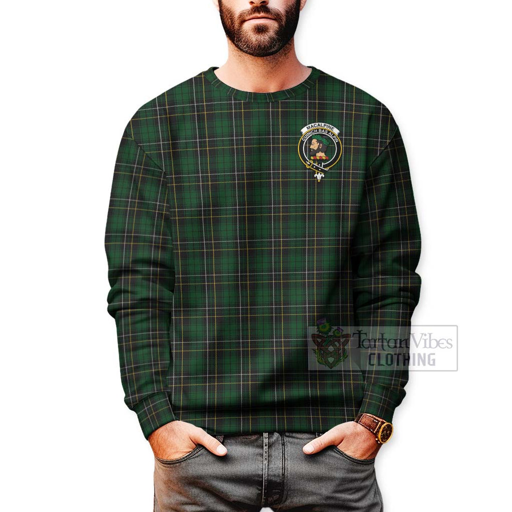 Tartan Vibes Clothing MacAlpine (MacAlpin) Tartan Sweatshirt with Family Crest Celtic Skull Style
