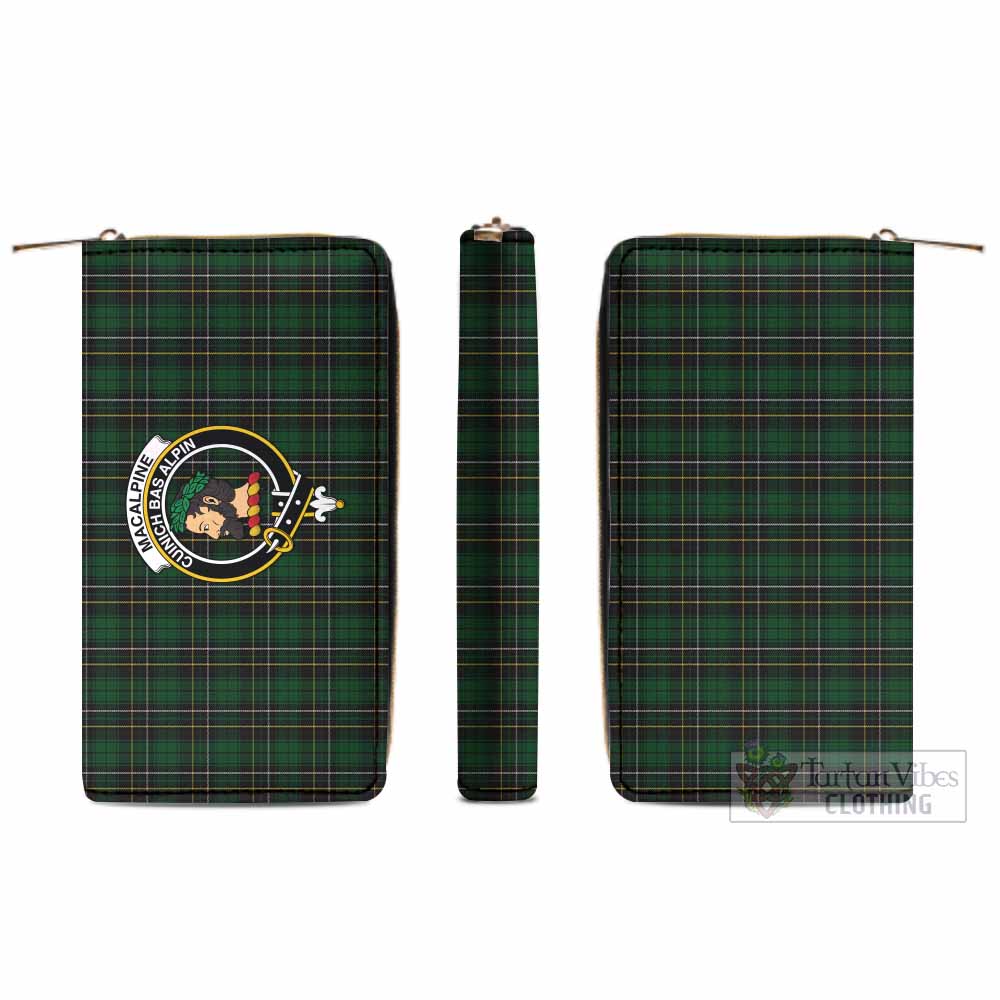 Tartan Vibes Clothing MacAlpine (MacAlpin) Tartan Women's Leather Wallet with Family Crest