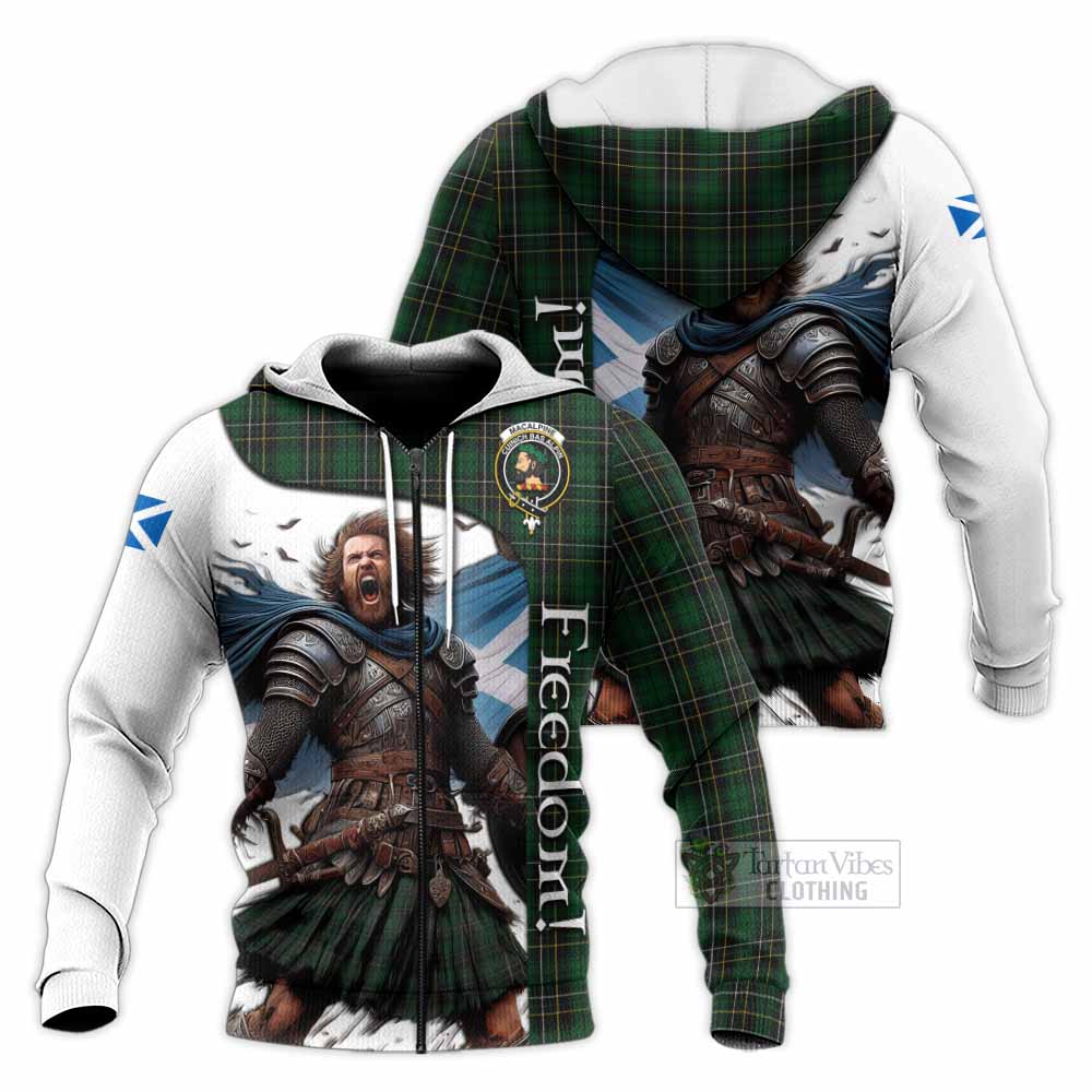 Tartan Vibes Clothing MacAlpine (MacAlpin) Crest Tartan Knitted Hoodie Inspired by the Freedom of Scottish Warrior