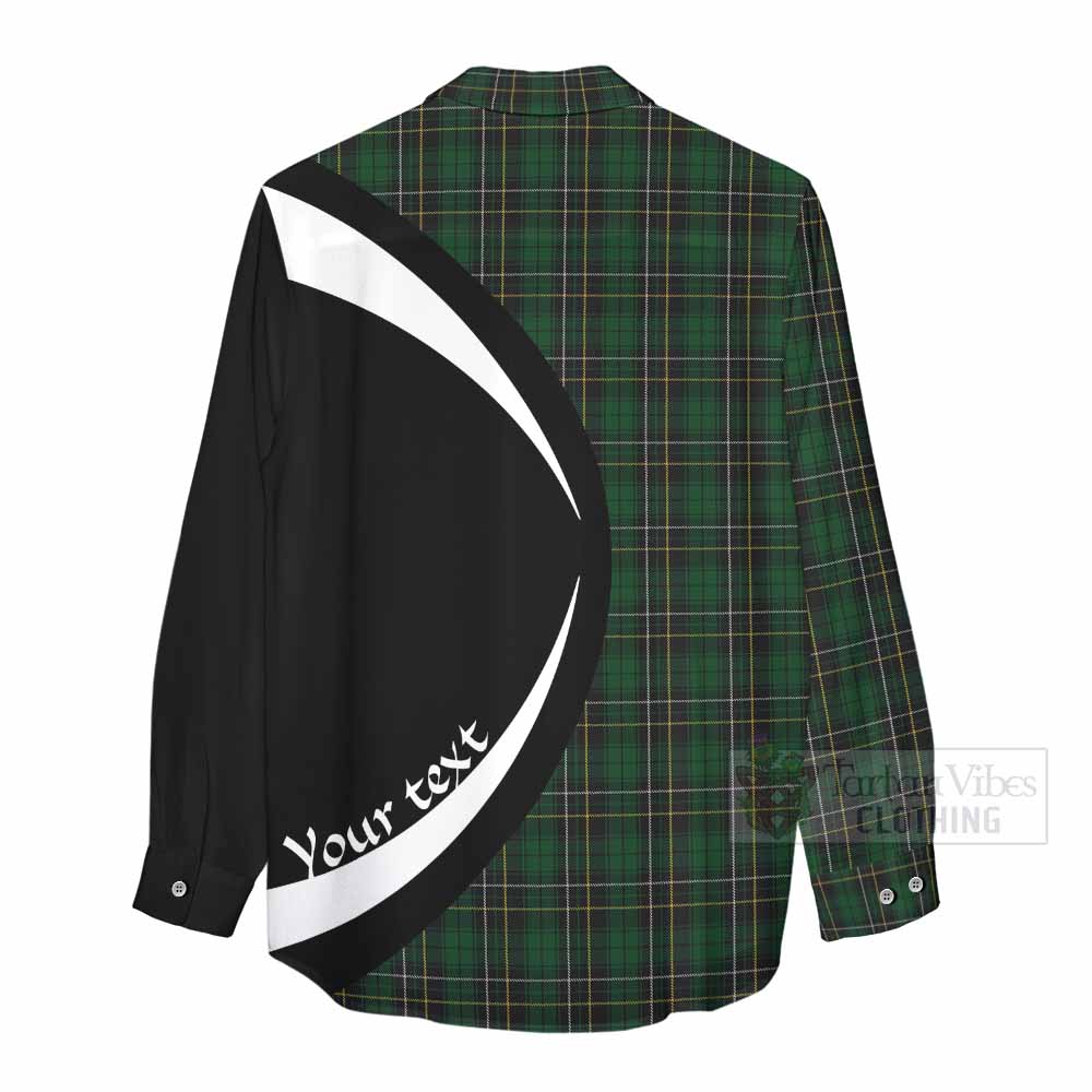 Tartan Vibes Clothing MacAlpine (MacAlpin) Tartan Women's Casual Shirt with Family Crest Circle Style