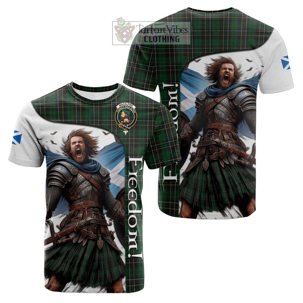 Tartan Vibes Clothing MacAlpine (MacAlpin) Crest Tartan Cotton T-shirt Inspired by the Freedom of Scottish Warrior