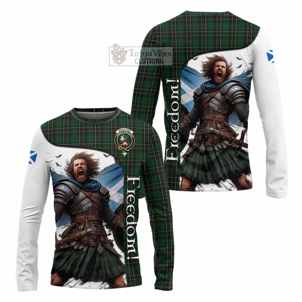 Tartan Vibes Clothing MacAlpine (MacAlpin) Crest Tartan Long Sleeve T-Shirt Inspired by the Freedom of Scottish Warrior