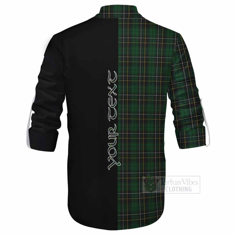 Tartan Vibes Clothing MacAlpine (MacAlpin) Tartan Ghillie Kilt Shirt with Family Crest and Half Of Me Style