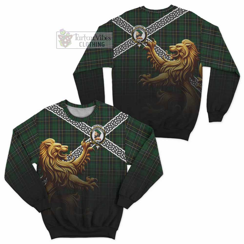 MacAlpine (MacAlpin) Crest Tartan Sweatshirt with Golden Lion Emblem Celtic Style - Tartan Vibes Clothing