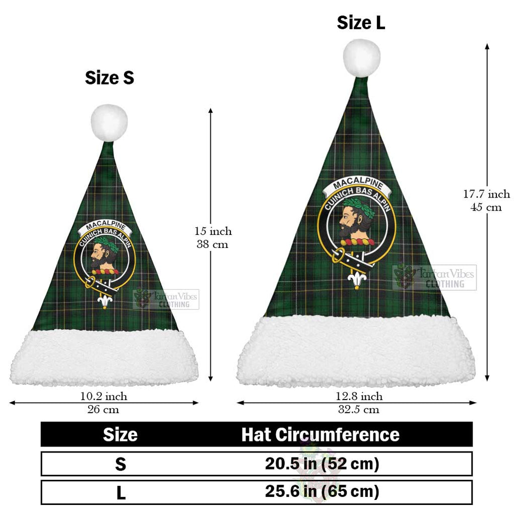 MacAlpine (MacAlpin) Tartan Christmas Santa Hats with Family Crest Christmas Hat L 25.6in (65cm) - Tartan Vibes Clothing