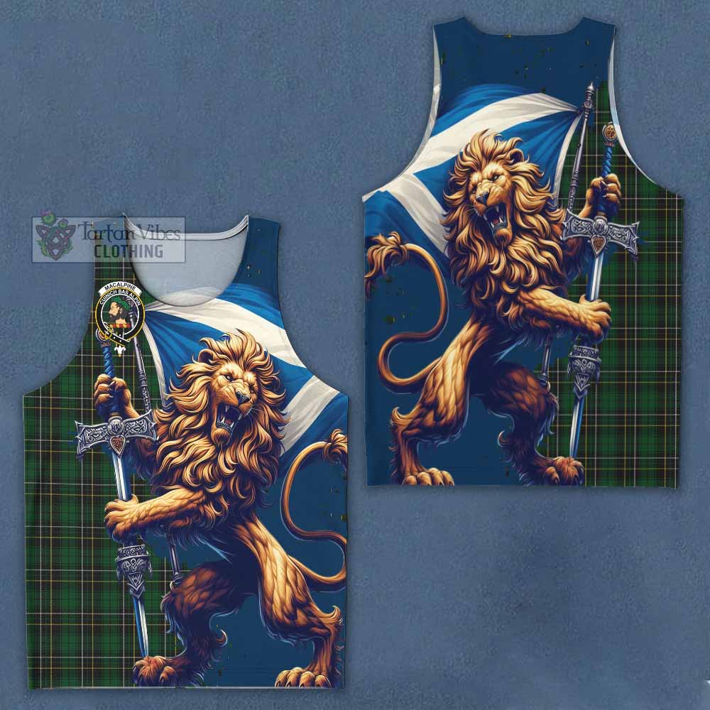 Tartan Vibes Clothing MacAlpine (MacAlpin) Tartan Family Crest Men's Tank Top with Scottish Majestic Lion