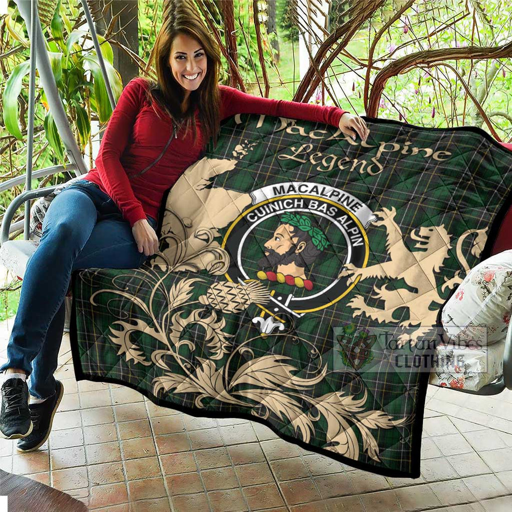 Tartan Vibes Clothing MacAlpine (MacAlpin) Tartan Quilt with Family Crest and Scottish Symbol Style