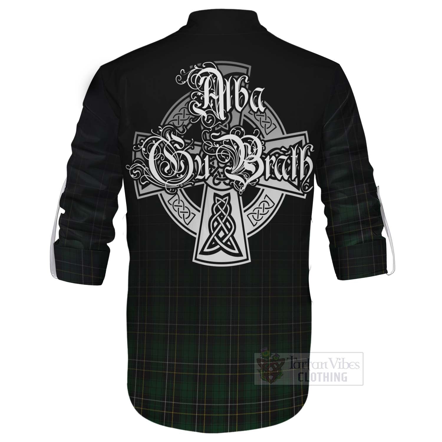Tartan Vibes Clothing MacAlpine (MacAlpin) Tartan Ghillie Kilt Shirt Featuring Alba Gu Brath Family Crest Celtic Inspired