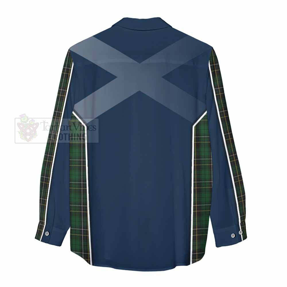 Tartan Vibes Clothing MacAlpine (MacAlpin) Tartan Women's Casual Shirt with Family Crest and Lion Rampant Vibes Sport Style