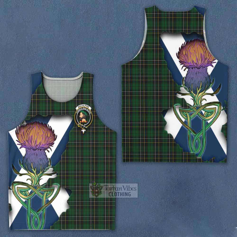Tartan Vibes Clothing MacAlpine (MacAlpin) Tartan Family Crest Men's Tank Top Scottish Thistle Celtic Inspired