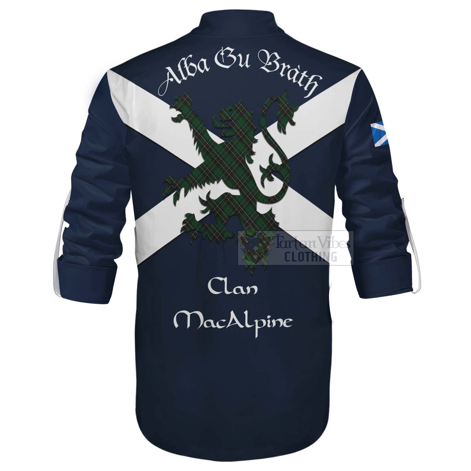 Tartan Vibes Clothing MacAlpine (MacAlpin) Tartan Lion Rampant Ghillie Kilt Shirt Proudly Display Your Heritage with Alba Gu Brath and Clan Name