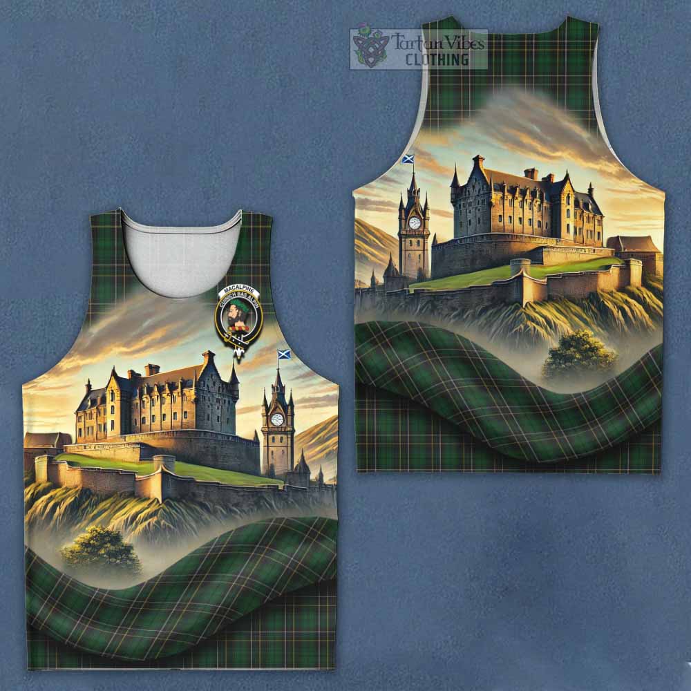 Tartan Vibes Clothing MacAlpine (MacAlpin) Tartan Family Crest Men's Tank Top with Scottish Ancient Castle Style
