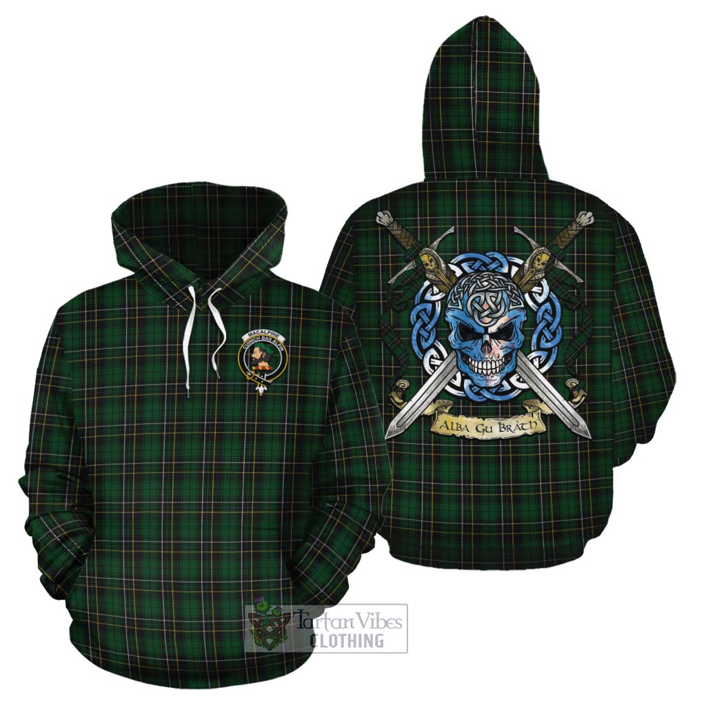 MacAlpine (MacAlpin) Tartan Cotton Hoodie with Family Crest Celtic Skull Style Zip Hoodie - Tartan Vibes Clothing