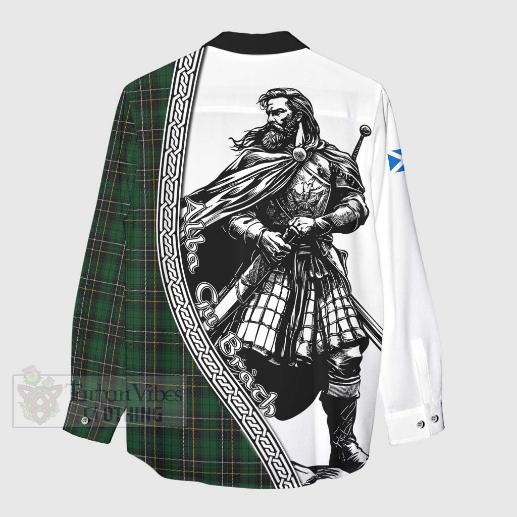 MacAlpine (MacAlpin) Tartan Clan Crest Women's Casual Shirt with Highlander Warrior Celtic Style - Tartan Vibes Clothing