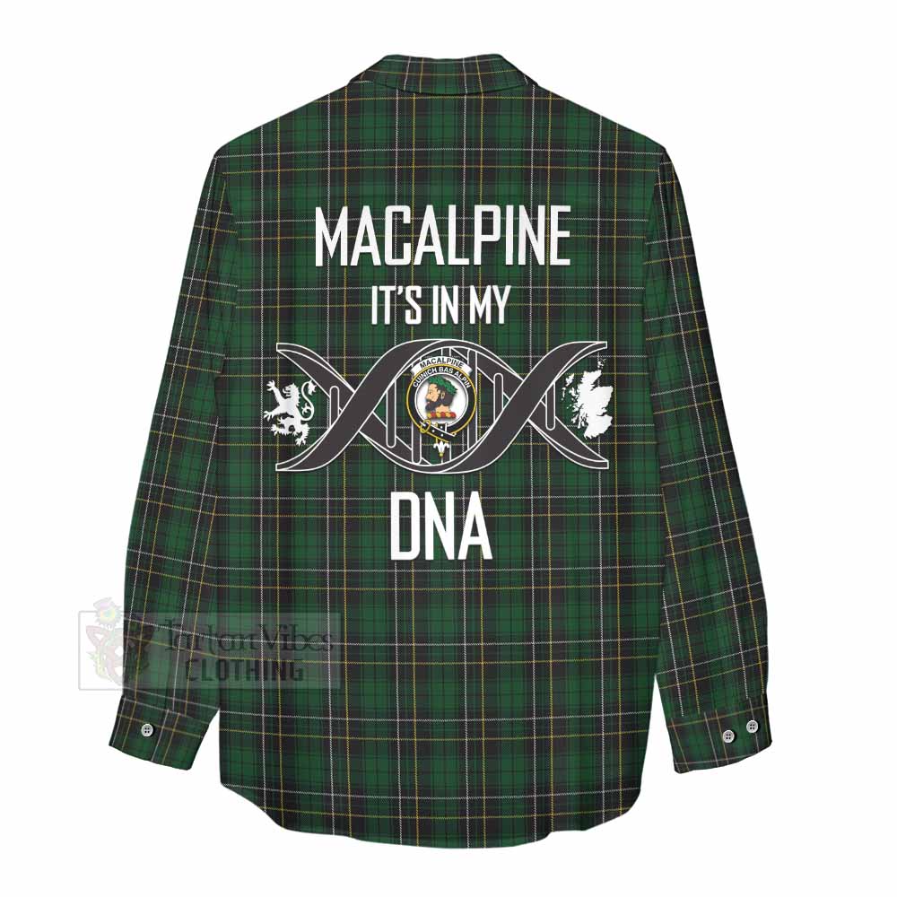 Tartan Vibes Clothing MacAlpine (MacAlpin) Tartan Women's Casual Shirt with Family Crest DNA In Me Style