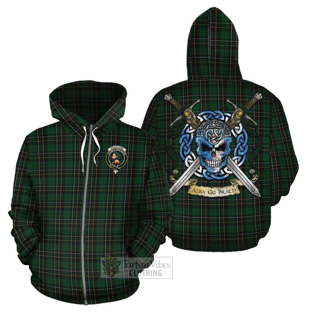 MacAlpine (MacAlpin) Tartan Cotton Hoodie with Family Crest Celtic Skull Style - Tartan Vibes Clothing