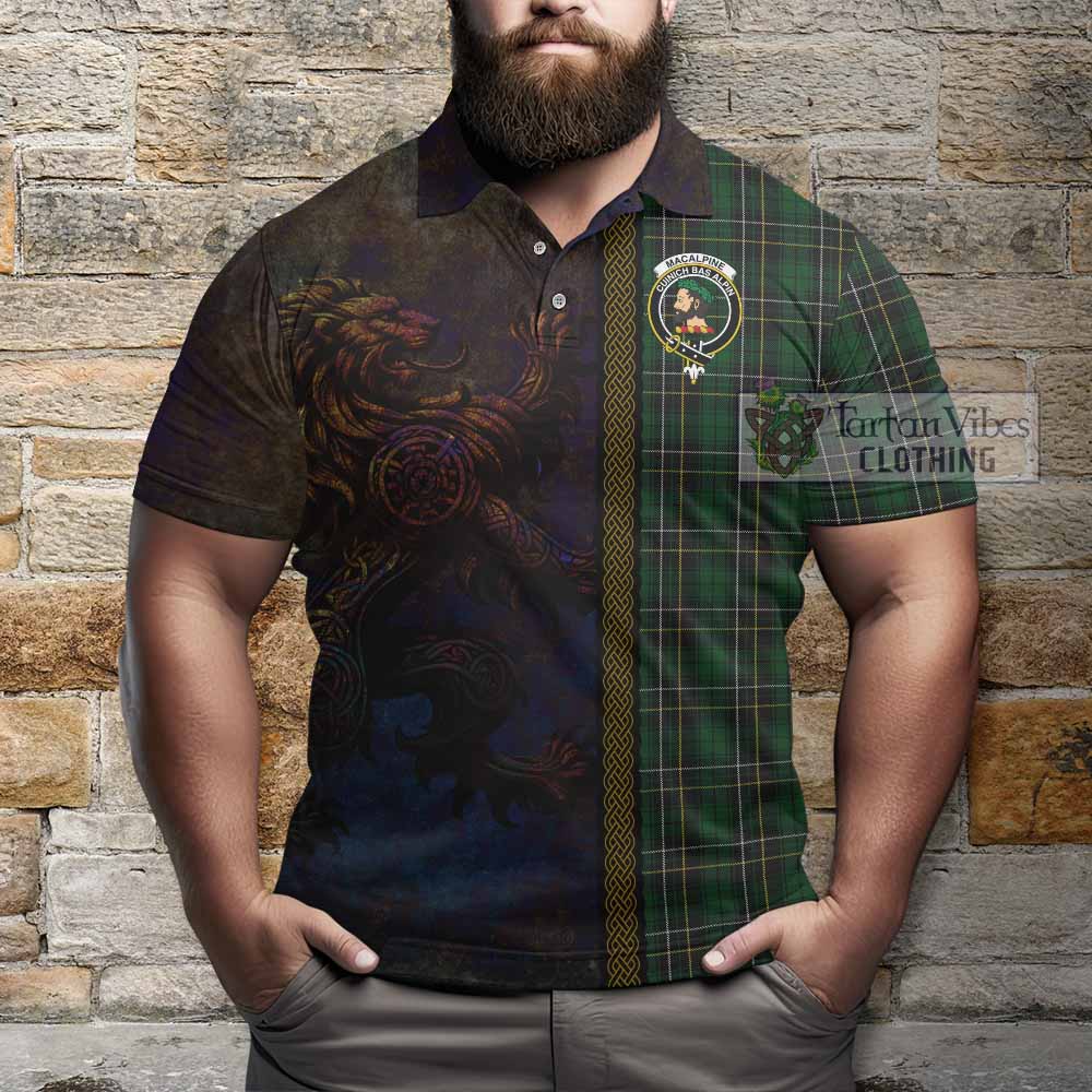 Tartan Vibes Clothing MacAlpine (MacAlpin) Tartan Family Crest Polo Shirt Alba Gu Brath Be Brave Lion Ancient Style
