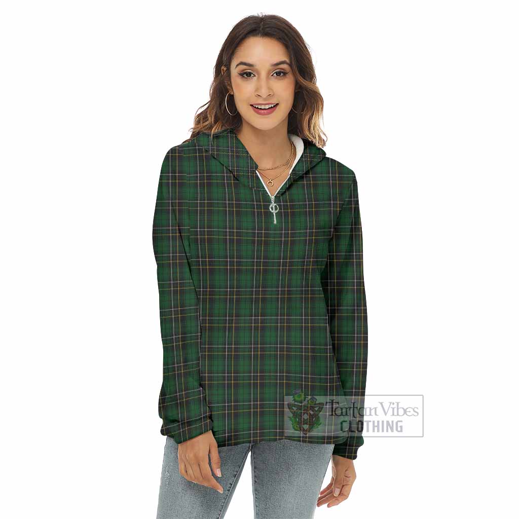 Tartan Vibes Clothing MacAlpine (MacAlpin) Tartan Women's Borg  Half Zip Fleece Hoodie