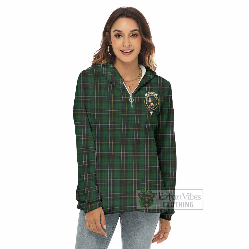 Tartan Vibes Clothing MacAlpine (MacAlpin) Tartan Crest Women's Borg  Half Zip Fleece Hoodie
