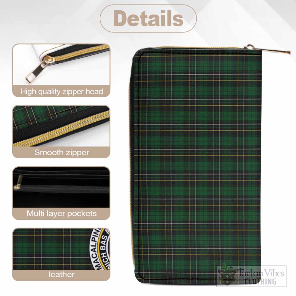 Tartan Vibes Clothing MacAlpine (MacAlpin) Tartan Women's Leather Wallet with Family Crest