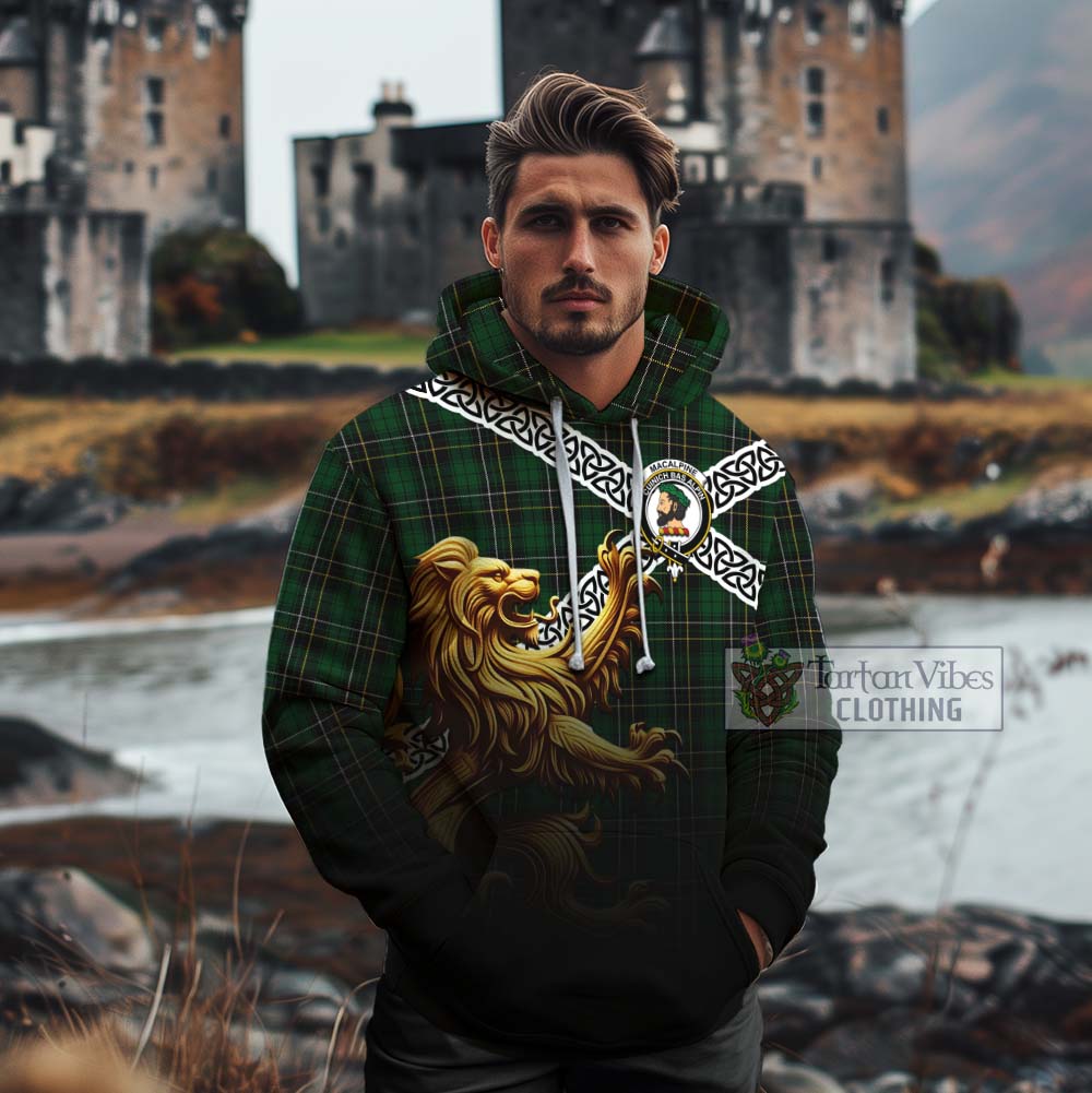 MacAlpine (MacAlpin) Crest Tartan Cotton Hoodie with Golden Lion Emblem Celtic Style - Tartan Vibes Clothing