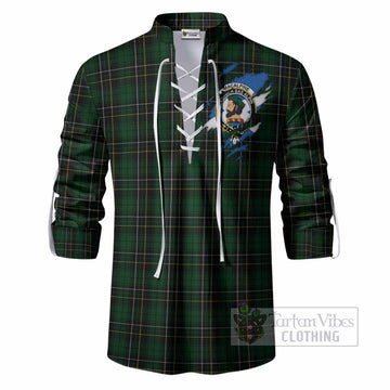 MacAlpine (MacAlpin) Clan Crest In Me Tartan Ghillie Shirt Scotland Flag Style