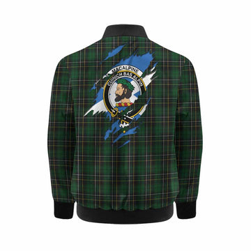 MacAlpine (MacAlpin) Clan Crest In Me Tartan Kid Bomber Jacket Scotland Flag Style