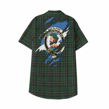 MacAlpine (MacAlpin) Clan Crest In Me Tartan Kid Hawaiian Shirt Scotland Flag Style