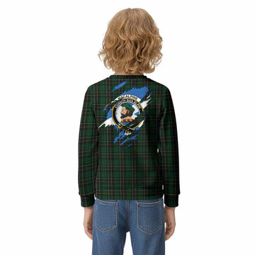 MacAlpine (MacAlpin) Clan Crest In Me Tartan Kid Knitted Sweatshirt Scotland Flag Style