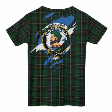 MacAlpine (MacAlpin) Clan Crest In Me Tartan Kid T-shirt Scotland Flag Style