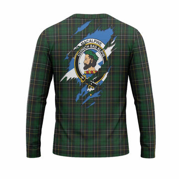 MacAlpine (MacAlpin) Clan Crest In Me Tartan Long Sleeve T-Shirt Scotland Flag Style