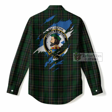 MacAlpine (MacAlpin) Clan Crest In Me Tartan Women Casual Shirt Scotland Flag Style