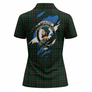 MacAlpine (MacAlpin) Clan Crest In Me Tartan Women Polo Shirt Scotland Flag Style