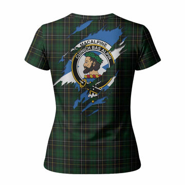 MacAlpine (MacAlpin) Clan Crest In Me Tartan Women T shirt Scotland Flag Style