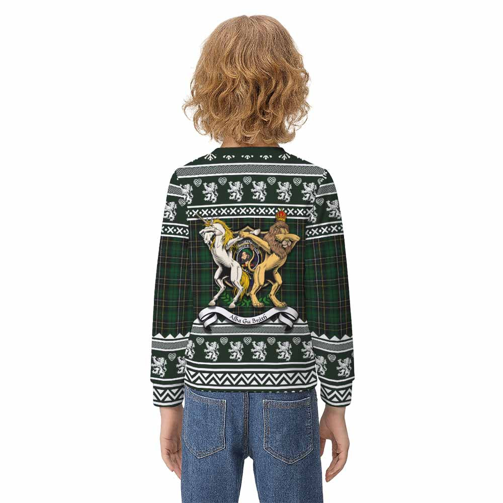 MacAlpine (MacAlpin) Clan Tartan Crest Christmas Kid Ugly Sweatshirt Coat of Arms Funny Style - Tartan Vibes Clothing