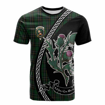 MacAlpine (MacAlpin) Family Crest Tartan Cotton T-shirt Alba Thistle Inspired